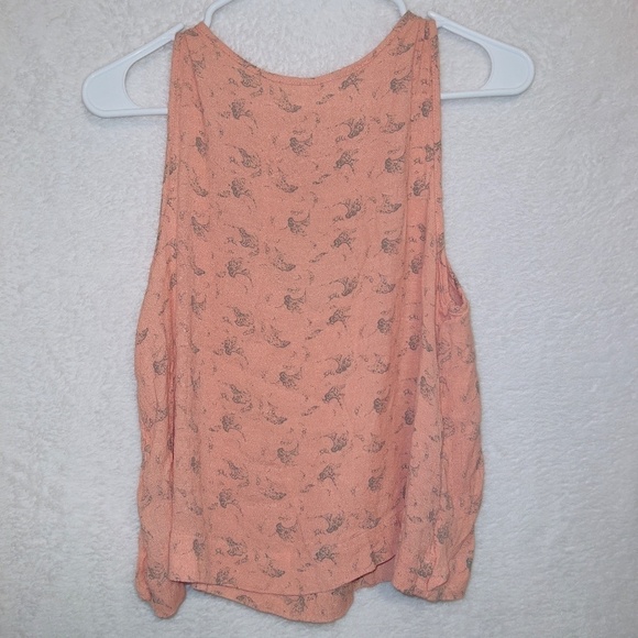 Free People Orange Crinkle Look Through Tank Top size small - Picture 6 of 6